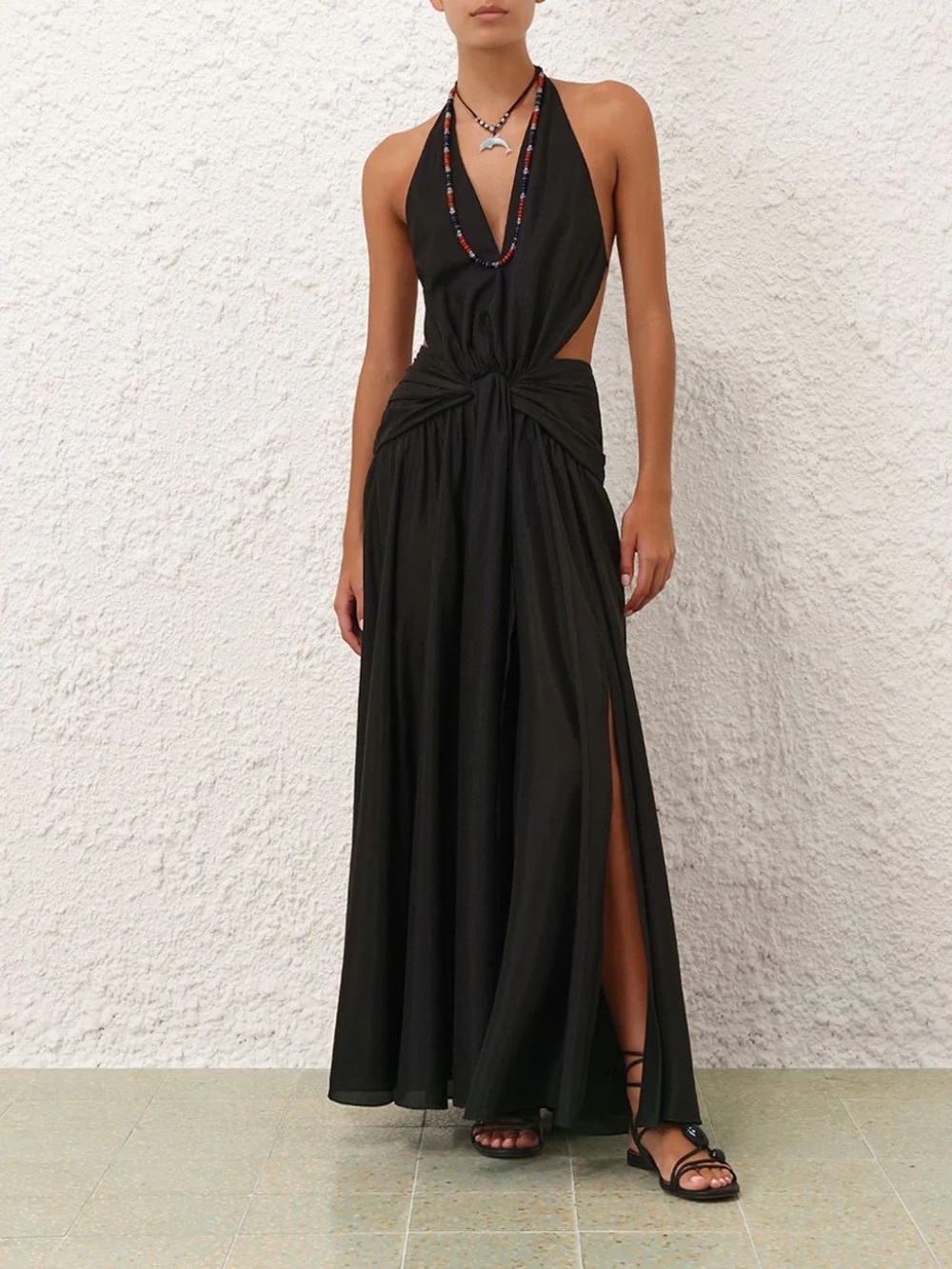 Zimmermann Rhiannon Black Halter Twist-Front Maxi Dress size 1 - Picture 2 of 9